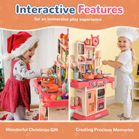 HKM-492435 Children's Mini Kitchen Play Set - 46-Piece Pretend Cooking Toy for Ages 2-13