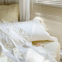 HKM-492627 High-End Four-Piece Pure Cotton Bed Set with Lace Details - Modern Sydney Floral Design for 1.5m Bed