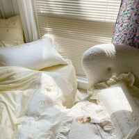 HKM-492627 High-End Four-Piece Pure Cotton Bed Set with Lace Details - Modern Sydney Floral Design for 1.5m Bed