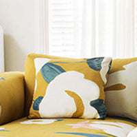 HKM-492691 Universal Stretch Sofa Cover - Soft Fabric, Plant Floral Design, Fits Most Sofas 1-4 Seats