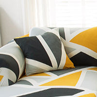 HKM-492691 Universal Stretch Sofa Cover - Soft Fabric, Plant Floral Design, Fits Most Sofas 1-4 Seats