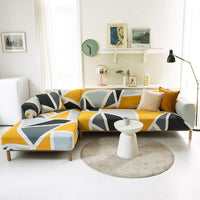 HKM-492691 Universal Stretch Sofa Cover - Soft Fabric, Plant Floral Design, Fits Most Sofas 1-4 Seats