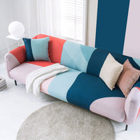 HKM-492691 Universal Stretch Sofa Cover - Soft Fabric, Plant Floral Design, Fits Most Sofas 1-4 Seats