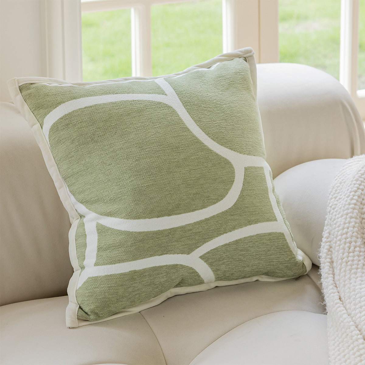 HKM-492755 Nordic Minimalist Pure Cotton Sofa Pillow Cases Set - Geometric and Solid Colors, 45x45cm & 28x28cm