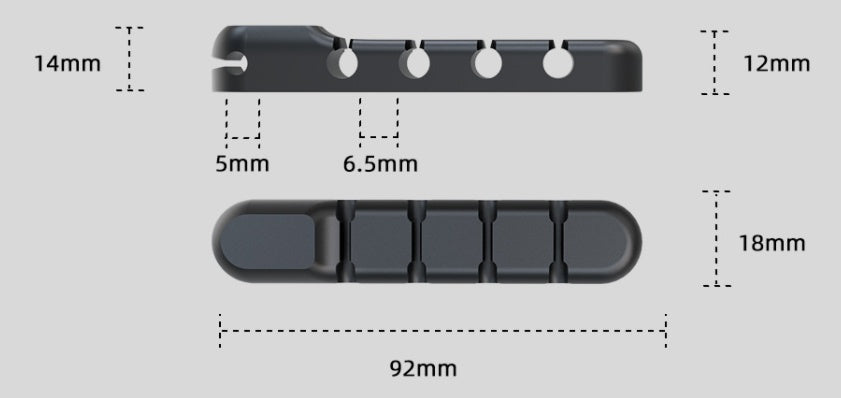 HKM-492819 Self-Adhesive Silicone Cable Organizer for Data, Charging, and Power Cables - Multiple Hole Options Available