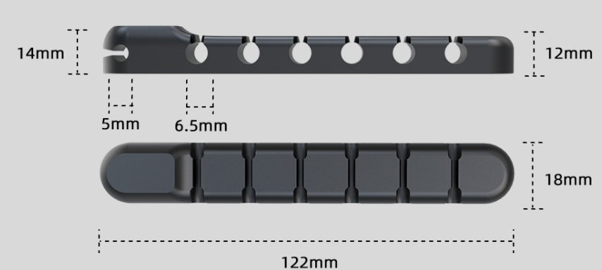 HKM-492819 Self-Adhesive Silicone Cable Organizer for Data, Charging, and Power Cables - Multiple Hole Options Available