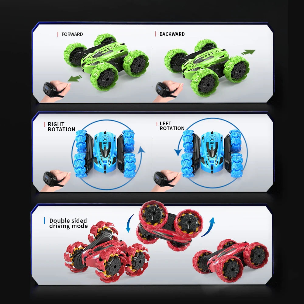 HKM-492883 4WD Double-Sided Swing Arm Remote Control Stunt Car with Expansion Wheel for Kids