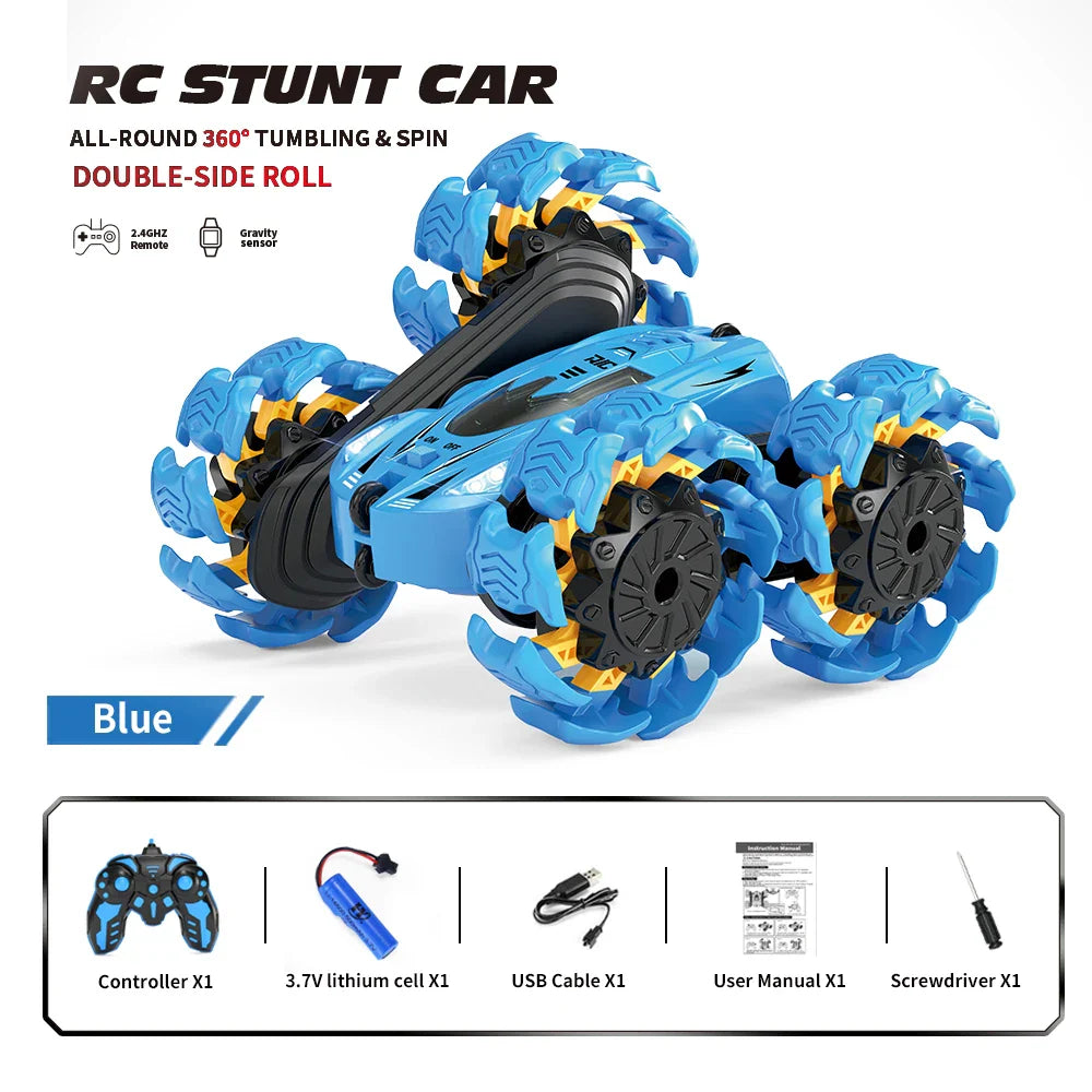 HKM-492883 4WD Double-Sided Swing Arm Remote Control Stunt Car with Expansion Wheel for Kids