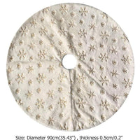 HKM-493075 Gold Sequin Faux Rabbit Fur Snowflake Christmas Tree Skirt - 90cm/122cm Diameter Options