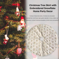 HKM-493075 Gold Sequin Faux Rabbit Fur Snowflake Christmas Tree Skirt - 90cm/122cm Diameter Options