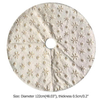 HKM-493075 Gold Sequin Faux Rabbit Fur Snowflake Christmas Tree Skirt - 90cm/122cm Diameter Options