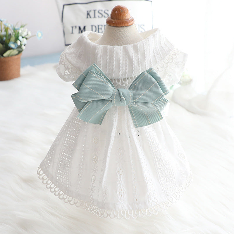HKM-493075 Princess Mint Butterfly Skirt for Cats - Summer Cotton Dress in Various Sizes