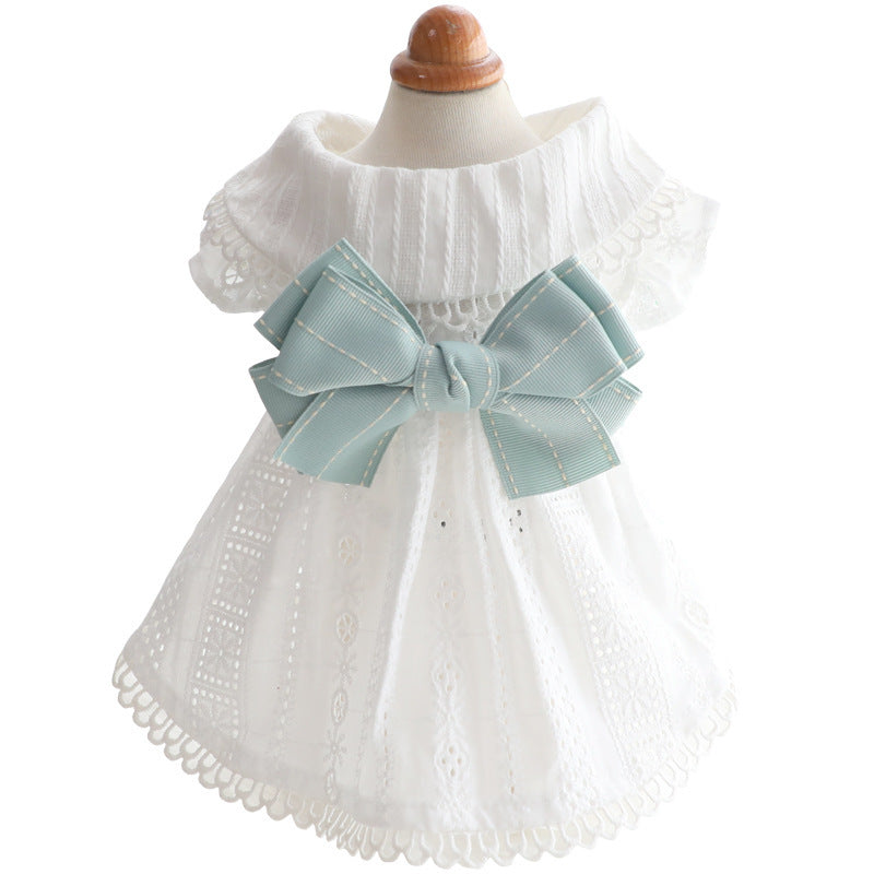 HKM-493075 Princess Mint Butterfly Skirt for Cats - Summer Cotton Dress in Various Sizes