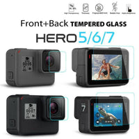 HKM-493203 Tempered Glass Protection Film Compatible with GoPro Hero 5/6/7 - Lens & LCD Screen Protector