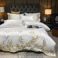 HKM-493395 Ice Silk Cotton Quilt Set - 4-Piece Bedding Set with Jacquard Design, Available in Multiple Sizes