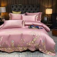 HKM-493395 Ice Silk Cotton Quilt Set - 4-Piece Bedding Set with Jacquard Design, Available in Multiple Sizes