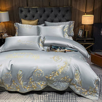 HKM-493395 Ice Silk Cotton Quilt Set - 4-Piece Bedding Set with Jacquard Design, Available in Multiple Sizes