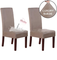 HKM-493523 Stretch Knit Suede Chair Covers in Multiple Colors - Set of 2/4/6