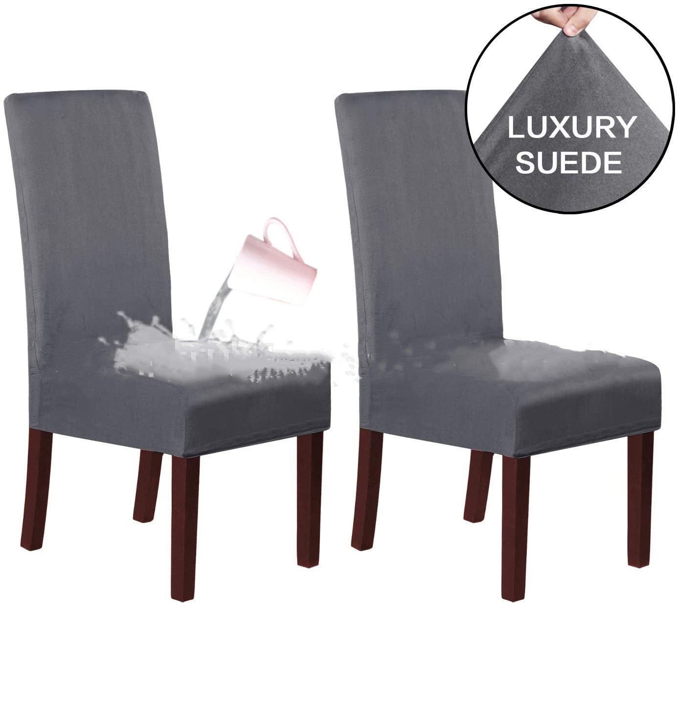 HKM-493523 Stretch Knit Suede Chair Covers in Multiple Colors - Set of 2/4/6