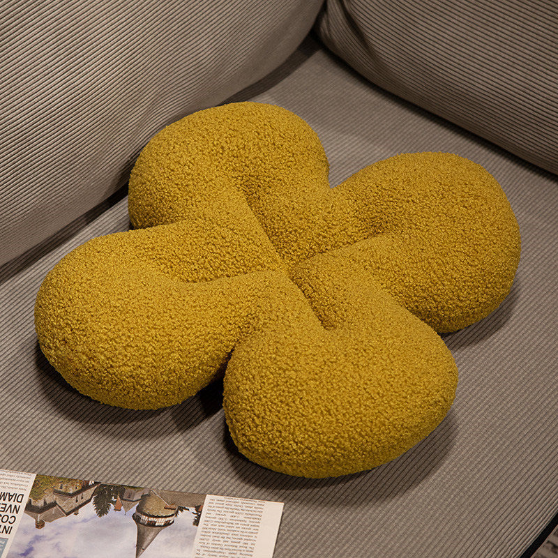 HKM-493587 Minimalist Four-Leaf Clover Plush Pillow Toy for Children, 40cm in Various Colors