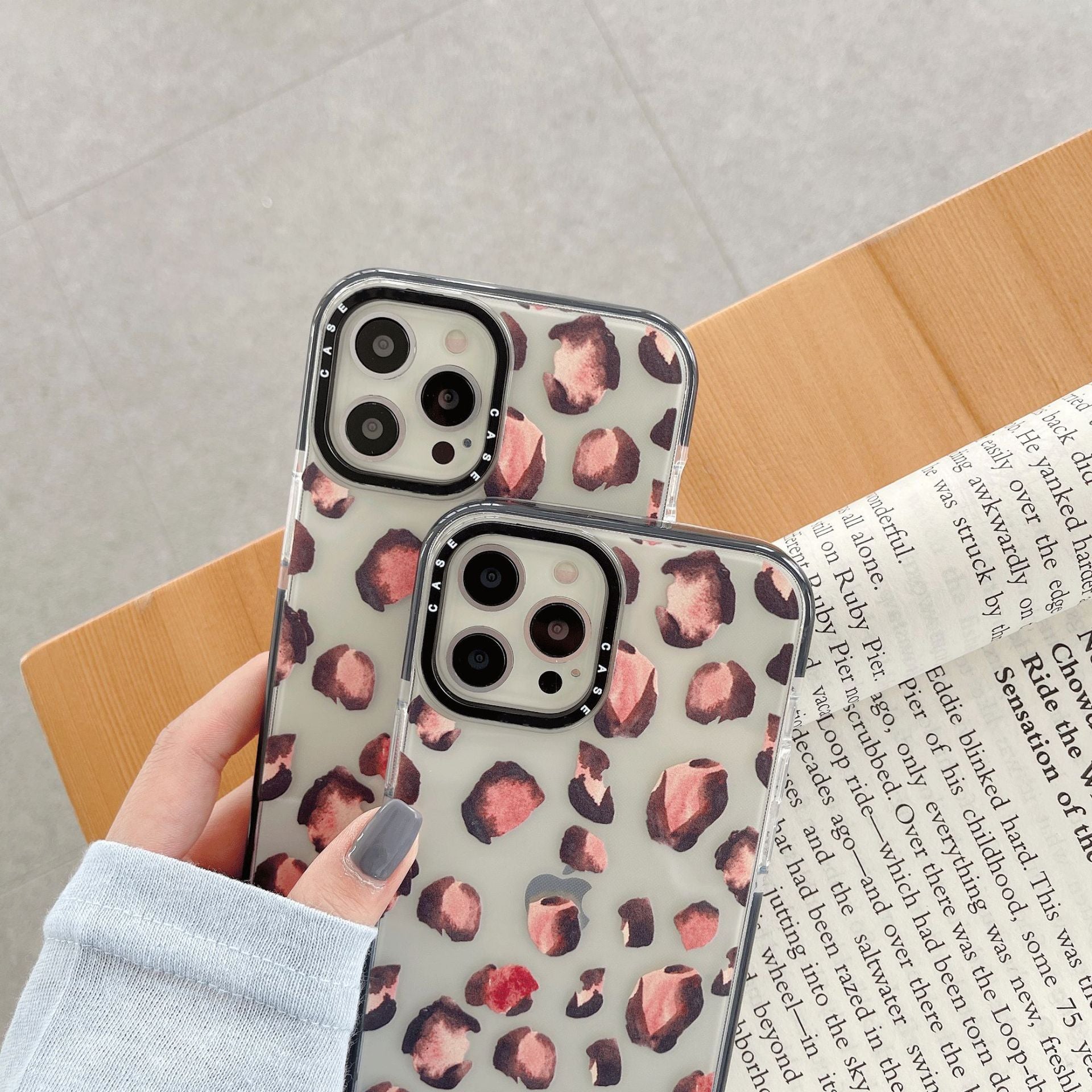 HKM-493715 Coffee Leopard Print Silicone Phone Case for Apple Models
