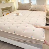 HKM-493779 Soybean Fiber Quilted Fitted Sheet with Cute Animal & Floral Patterns - Multiple Sizes Available