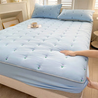 HKM-493779 Soybean Fiber Quilted Fitted Sheet with Cute Animal & Floral Patterns - Multiple Sizes Available