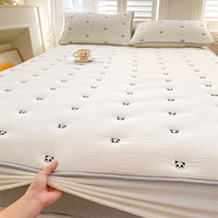 HKM-493779 Soybean Fiber Quilted Fitted Sheet with Cute Animal & Floral Patterns - Multiple Sizes Available