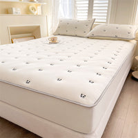 HKM-493779 Soybean Fiber Quilted Fitted Sheet with Cute Animal & Floral Patterns - Multiple Sizes Available
