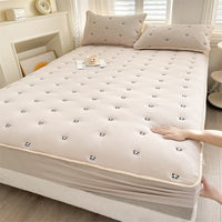 HKM-493779 Soybean Fiber Quilted Fitted Sheet with Cute Animal & Floral Patterns - Multiple Sizes Available