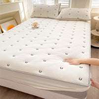 HKM-493779 Soybean Fiber Quilted Fitted Sheet with Cute Animal & Floral Patterns - Multiple Sizes Available