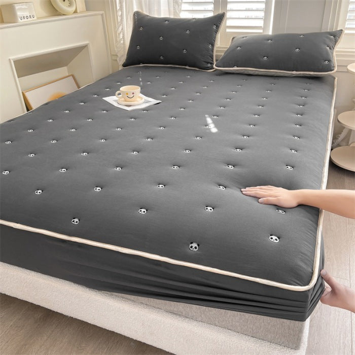 HKM-493779 Soybean Fiber Quilted Fitted Sheet with Cute Animal & Floral Patterns - Multiple Sizes Available