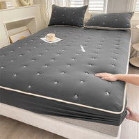 HKM-493779 Soybean Fiber Quilted Fitted Sheet with Cute Animal & Floral Patterns - Multiple Sizes Available