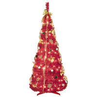 HKM-493907 6ft Pop Up Christmas Tree with 150 Lights, Ribbons, Flowers, Snowflakes, and Ornaments