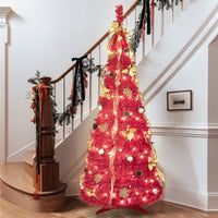 HKM-493907 6ft Pop Up Christmas Tree with 150 Lights, Ribbons, Flowers, Snowflakes, and Ornaments
