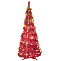 HKM-493907 6ft Pop Up Christmas Tree with 150 Lights, Ribbons, Flowers, Snowflakes, and Ornaments