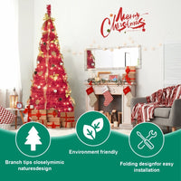 HKM-493907 6ft Pop Up Christmas Tree with 150 Lights, Ribbons, Flowers, Snowflakes, and Ornaments