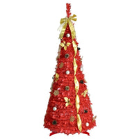 HKM-493907 6ft Pop Up Christmas Tree with 150 Lights, Ribbons, Flowers, Snowflakes, and Ornaments