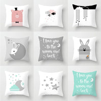 HKM-493907 Star Moon Cartoon Pillowcase - 45x45cm Decorative Cushion Cover