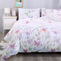 HKM-494099 Modern Minimalist Three-Piece Bedding Set in Floral Print - Duvet Cover and Pillowcases