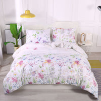 HKM-494099 Modern Minimalist Three-Piece Bedding Set in Floral Print - Duvet Cover and Pillowcases