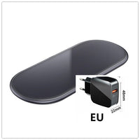 HKM-494163 Dual Wireless Charging Station with Indicator - Compatible with Type-C Devices, Starry Gray and Cool Silver