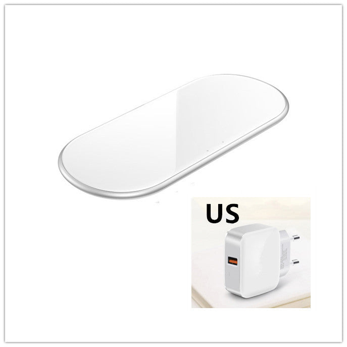 HKM-494163 Dual Wireless Charging Station with Indicator - Compatible with Type-C Devices, Starry Gray and Cool Silver