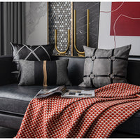 HKM-494163 Modern Black and White Striped Embroidery Pillowcase - 45x45cm