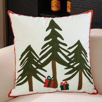 HKM-494227 Christmas Snowflake Embroidery Pillow Cover - 45x45cm Polyester Fiber Cushion Case
