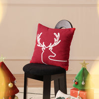 HKM-494227 Christmas Snowflake Embroidery Pillow Cover - 45x45cm Polyester Fiber Cushion Case