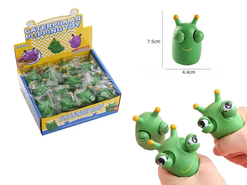HKM-494419 Green Eye Bouncing Worm Squeeze Toy for Kids - Fun Novelty Gift for Ages 2 and Up