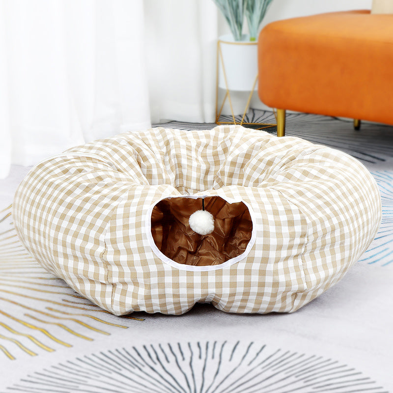 HKM-494611 Donut Cat Nest Tunnel for All Seasons - Extra Large Universal Toy Maze with Various Color Options