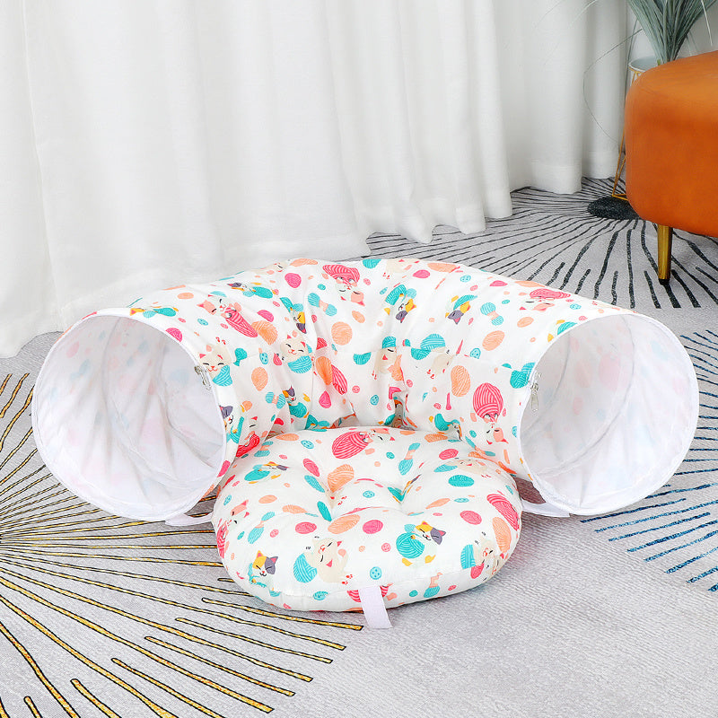 HKM-494611 Donut Cat Nest Tunnel for All Seasons - Extra Large Universal Toy Maze with Various Color Options