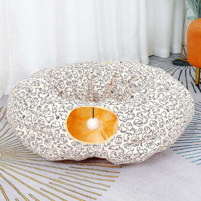 HKM-494611 Donut Cat Nest Tunnel for All Seasons - Extra Large Universal Toy Maze with Various Color Options